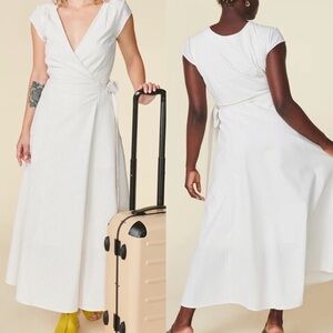 Wayre Roma Reversible Pleated Cap Sleeve Gingham Wrap Travel Dress SIZE XS